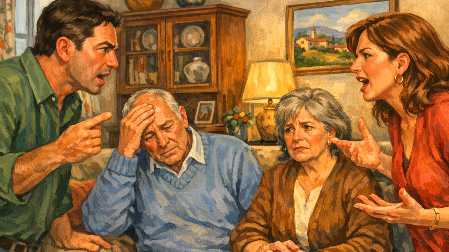 I genitori faticano a gestire la gelosia e la rivalità tra i loro figli giovani adulti, che continuano a competere per attenzione e approvazione anche in età matura, creando tensioni familiari e conflitti durante le riunioni di famiglia"