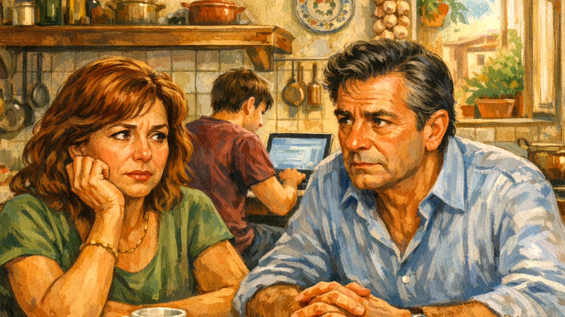 Genitori preoccupati per il futuro lavorativo e personale dei figli giovani adulti che faticano a trovare la propria strada professionale e indipendenza economica"