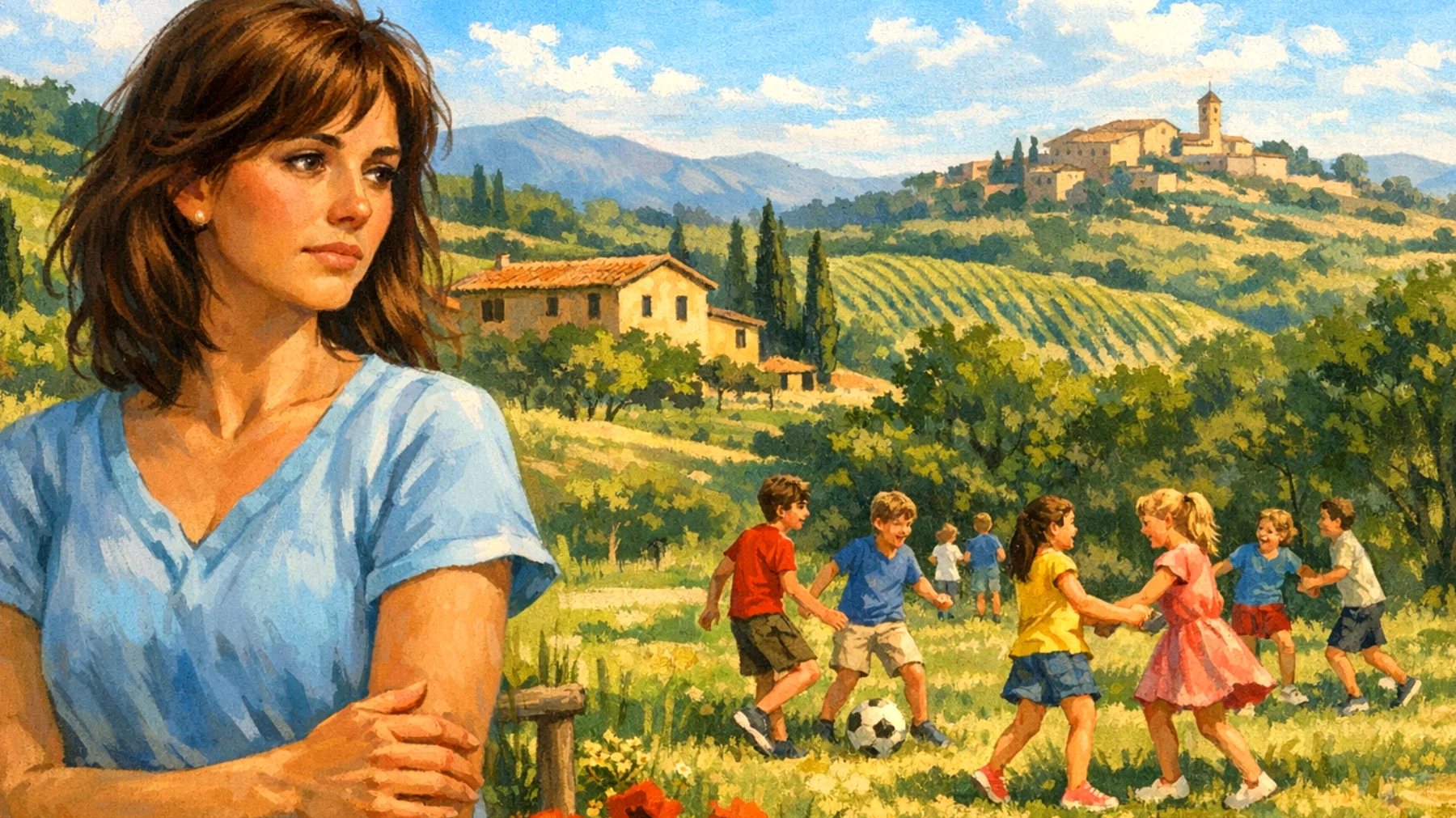 Una mamma che avverte la crescente indipendenza dei suoi bambini e teme di perdere progressivamente il legame affettivo con loro, soprattutto quando iniziano a preferire altre figure (amichetti, insegnanti) o mostrano meno bisogno della sua presenza costante"