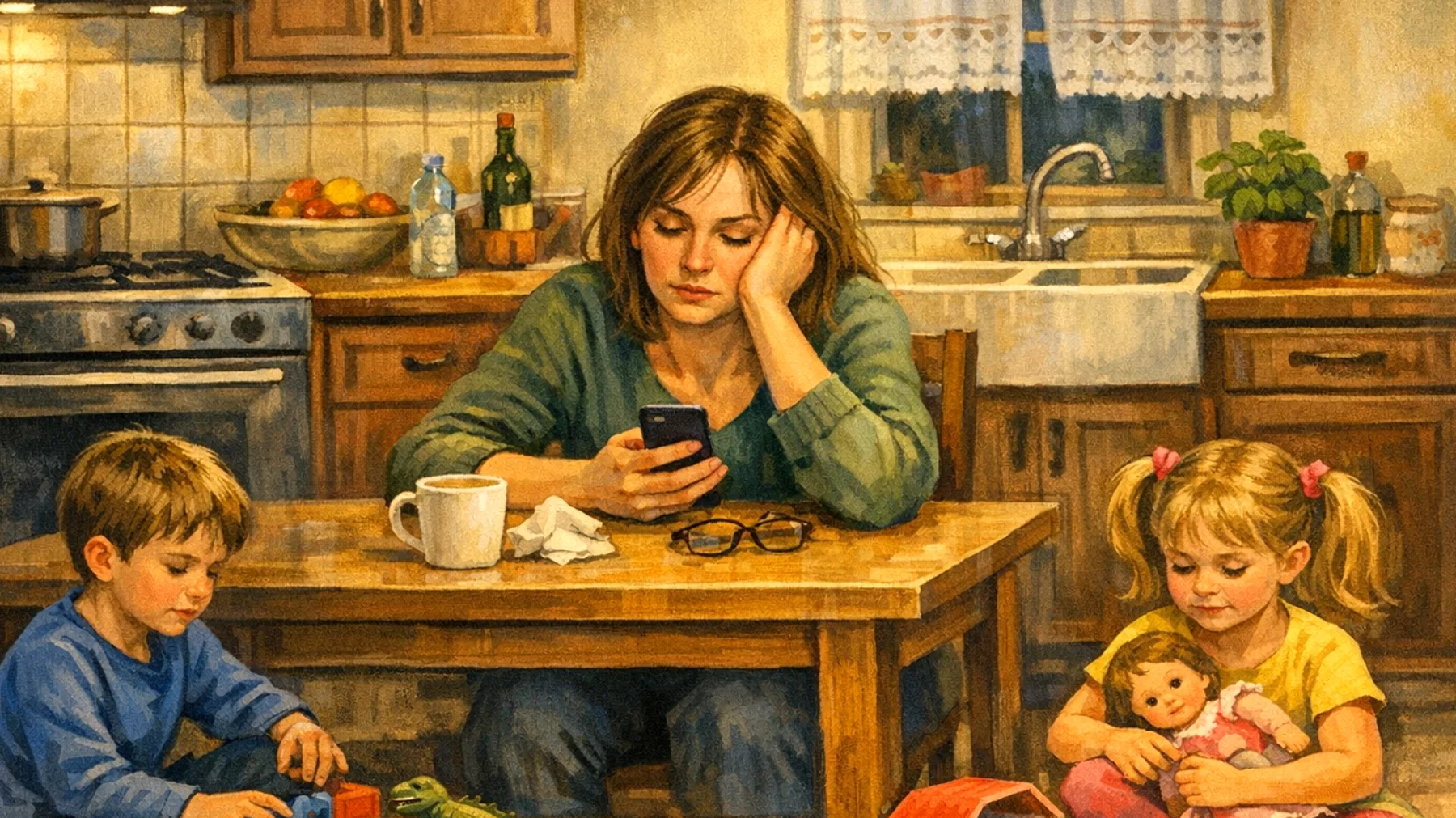 Una mamma fatica a instaurare un dialogo emotivo autentico con i suoi bambini, limitandosi spesso agli aspetti pratici della quotidianità (compiti, pasti, igiene) senza creare spazi di condivisione affettiva profonda, con il rischio che i piccoli non si sentano compresi nei loro bisogni emotivi"