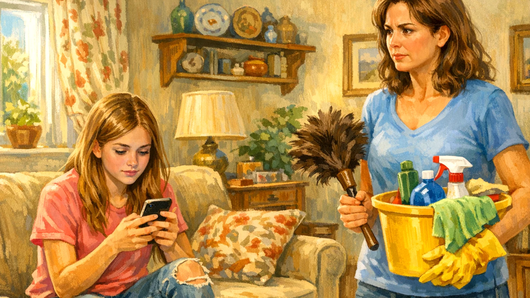 Una mamma fatica a coinvolgere la figlia adolescente nelle faccende domestiche e nelle responsabilità quotidiane. La ragazza mostra disinteresse, procrastina continuamente e reagisce con fastidio o risposte evasive quando le vengono richieste collaborazione e partecipazione attiva alla vita familiare."