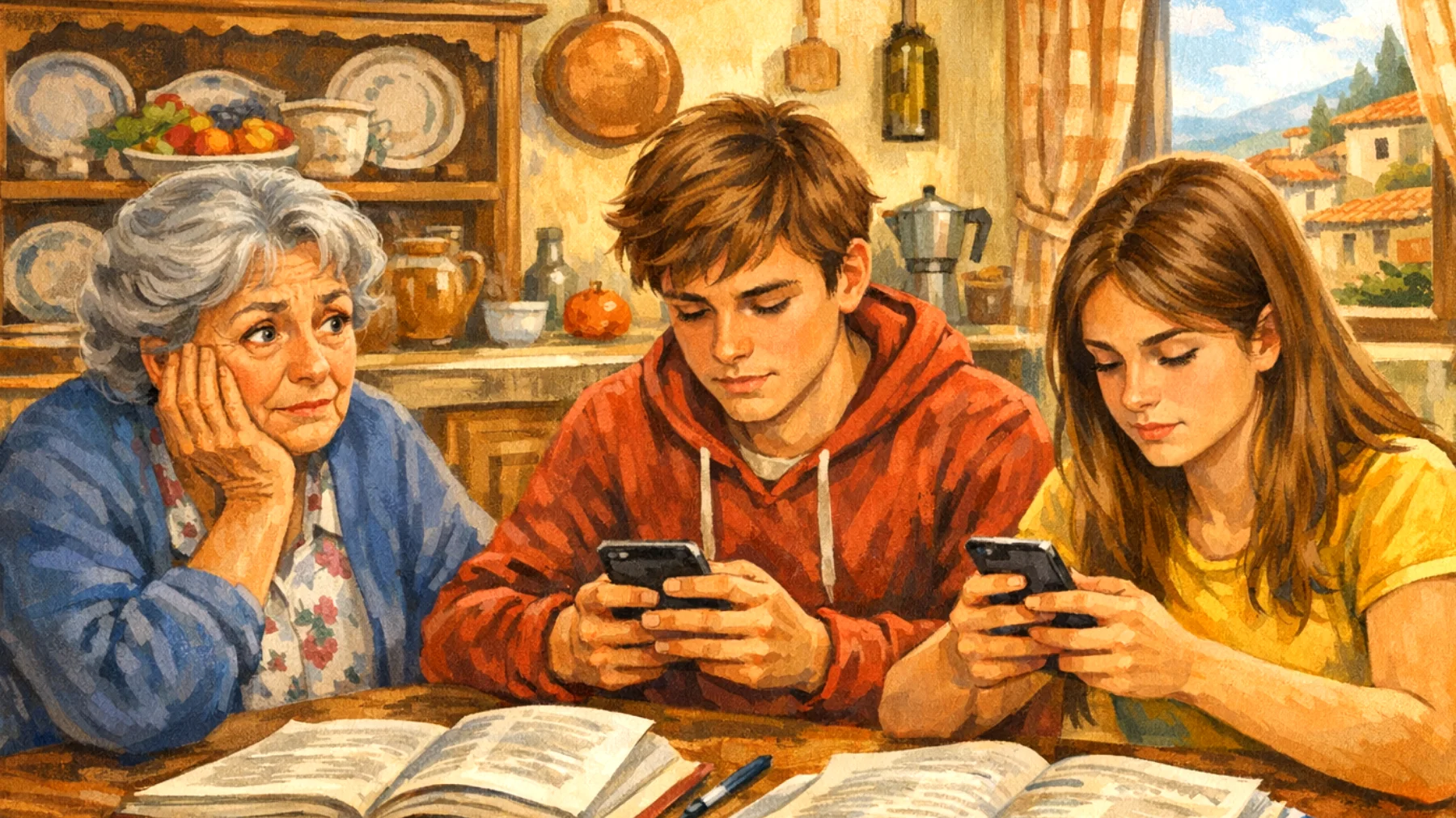 Nonna preoccupata perché i nipoti adolescenti mostrano scarso interesse per lo studio, passano molto tempo sul telefono invece di fare i compiti, e rischiano di compromettere il loro rendimento scolastico. Si sente in difficoltà nel motivarli senza sembrare invadente o creare conflitti."