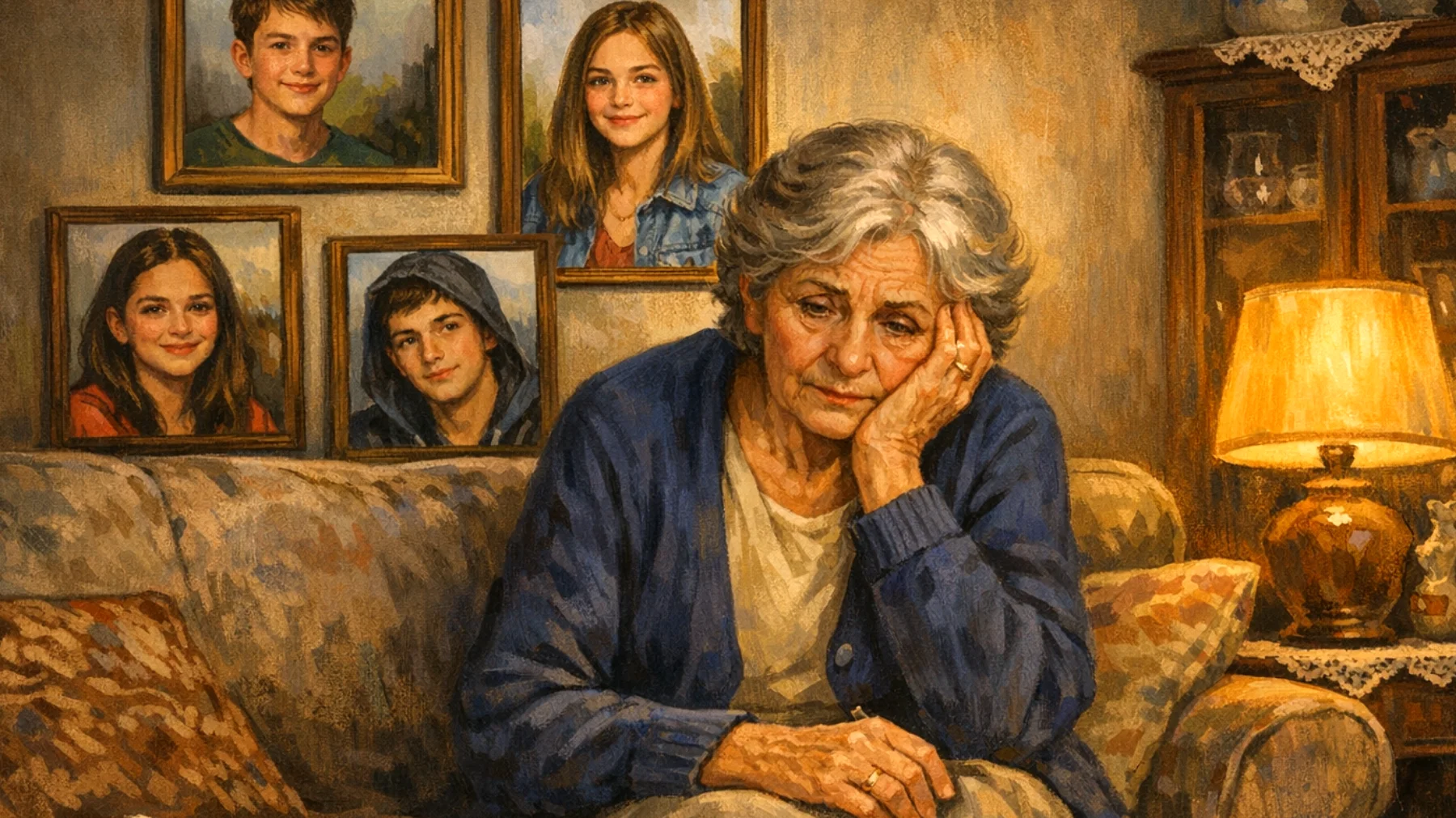 Una nonna prova sensi di colpa perché teme di non essere abbastanza presente o di aver deluso le aspettative dei suoi nipoti adolescenti, sentendosi inadeguata nel proprio ruolo"