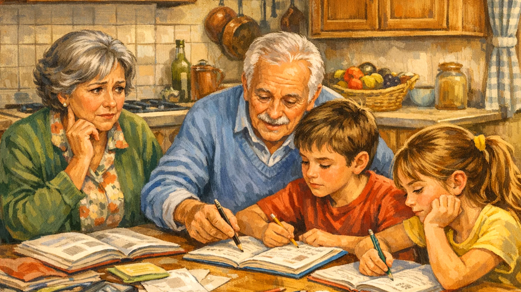 I nonni faticano a motivare i nipoti bambini nello studio e nelle attività scolastiche quando li accudiscono, sentendosi inadeguati rispetto ai metodi educativi moderni e temendo di essere troppo indulgenti o, al contrario, troppo severi rispetto alle aspettative dei genitori"