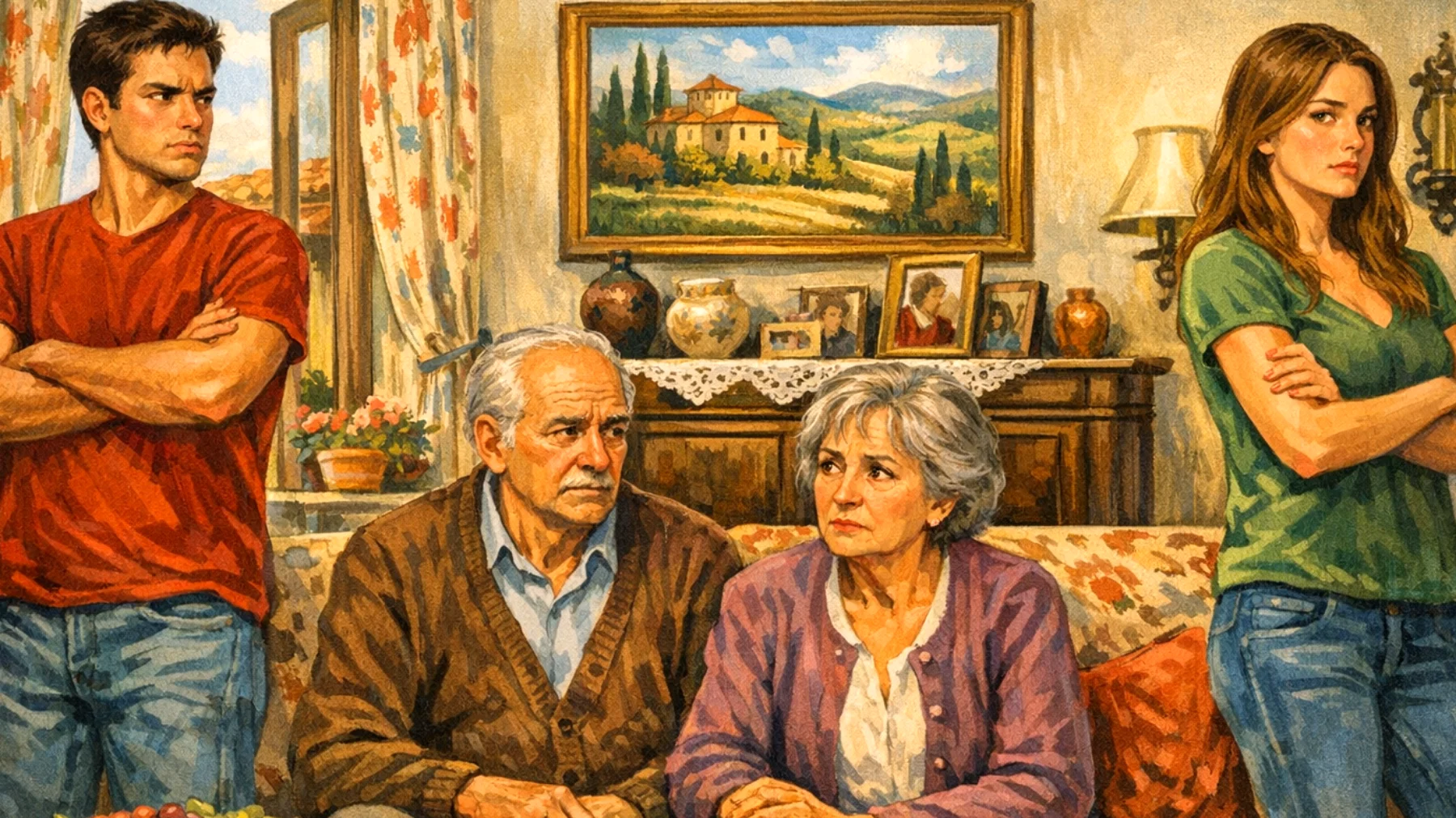 I nonni si trovano in difficoltà nel gestire la gelosia e la rivalità tra nipoti giovani adulti, che continuano a competere per le loro attenzioni, il loro affetto e talvolta anche per questioni di eredità o riconoscimento familiare"