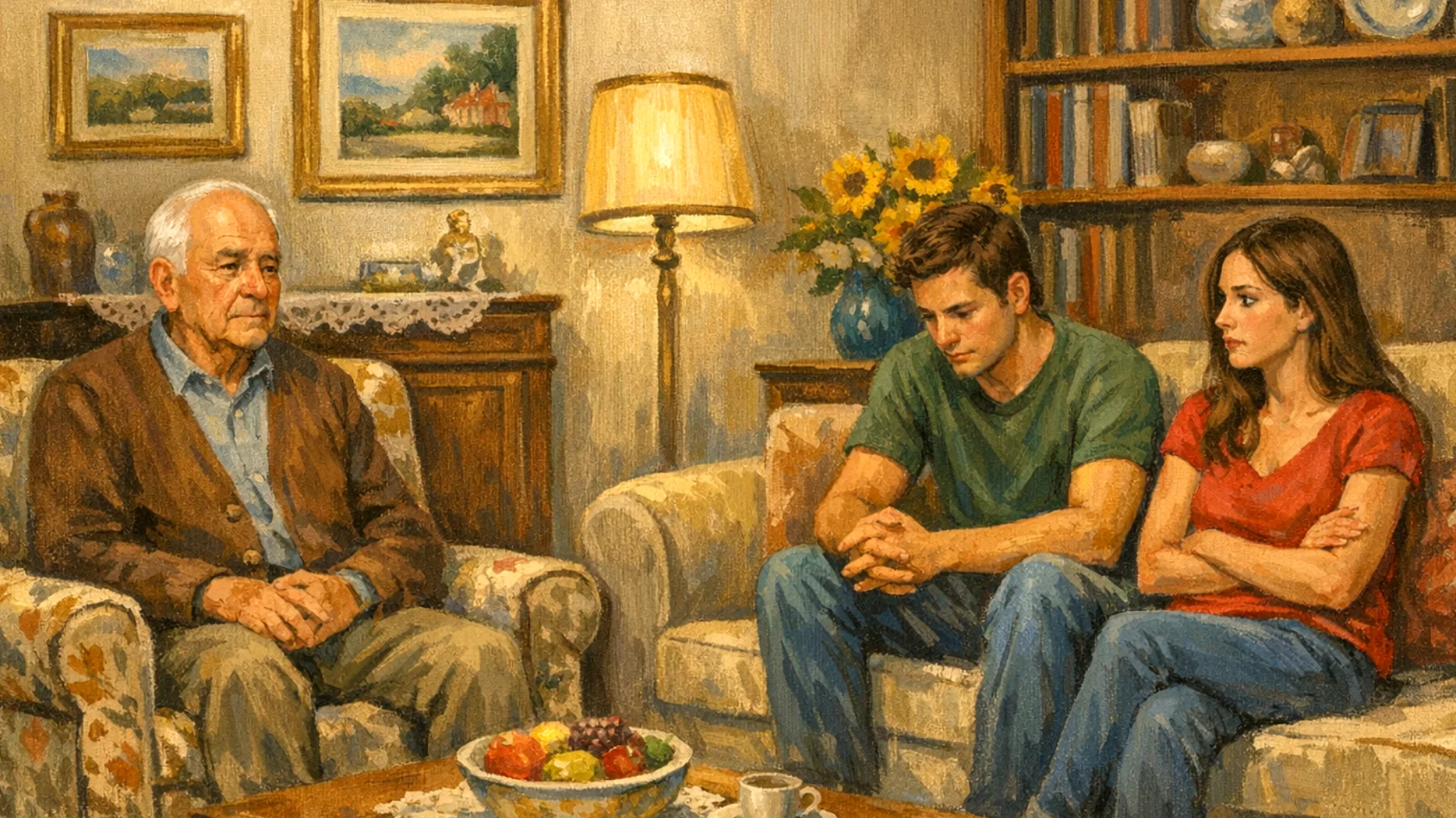 Il nonno fatica a comunicare in modo efficace con i nipoti giovani adulti, sentendosi distante dal loro mondo e incapace di instaurare conversazioni significative che vadano oltre i convenevoli superficiali"