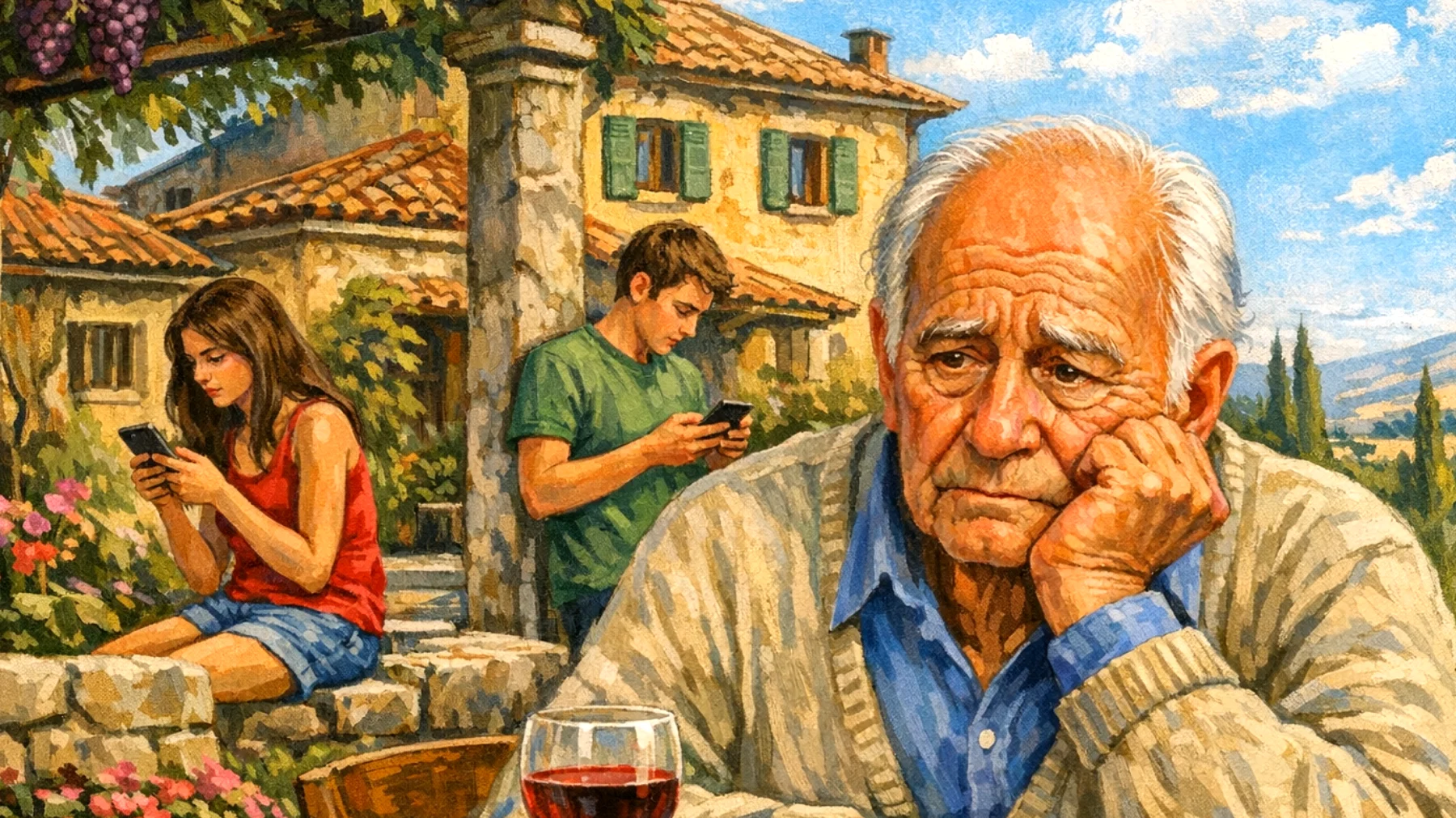 Nonno preoccupato di perdere il legame affettivo con i nipoti adolescenti che si stanno allontanando emotivamente e mostrano sempre meno interesse per la relazione"
