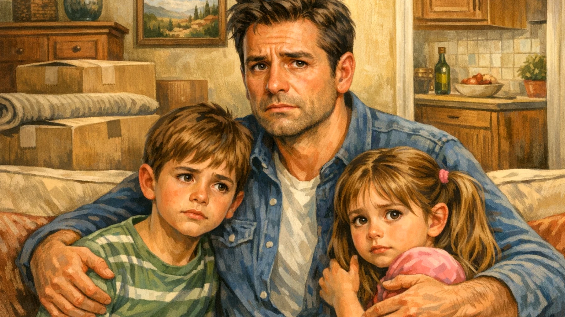 Papà che fatica a sostenere i propri bambini di fronte a un cambiamento importante (trasloco, cambio scuola, separazione, nascita fratellino) perché non sa come spiegare la situazione in modo adeguato all'età e teme le loro reazioni emotive"